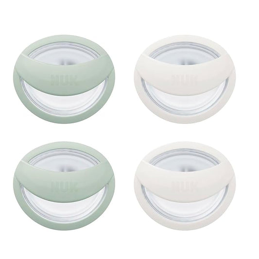 NUK Perfect Match Silicone Pacifier, 4 Pack, for Ages 0-6m, Green & White
