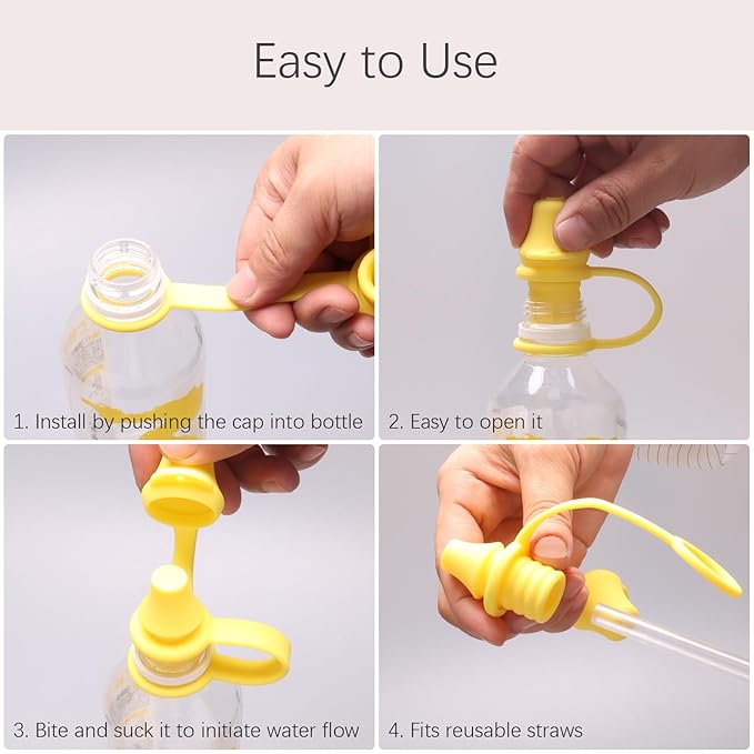 Silicone Spill-Proof Water Bottle Spout, Standard 28mm Water Bottle Cap, 4-pcs