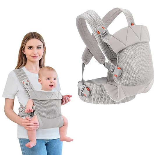 Newborn Carrier, Baby Carrier Newborn to Toddler, Ergonomic Baby Sling with Head Support,Light Grey