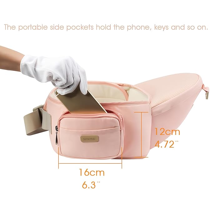 3 in 1 Ergonomic 360° Soft Baby Carrier, Baby Sling Comfortable Adjustable Positions, Fits All Newborn Toddler,HipSeat Infant Carrier, All Seasons,Perfect for Hiking Shopping Travelling (Pink)