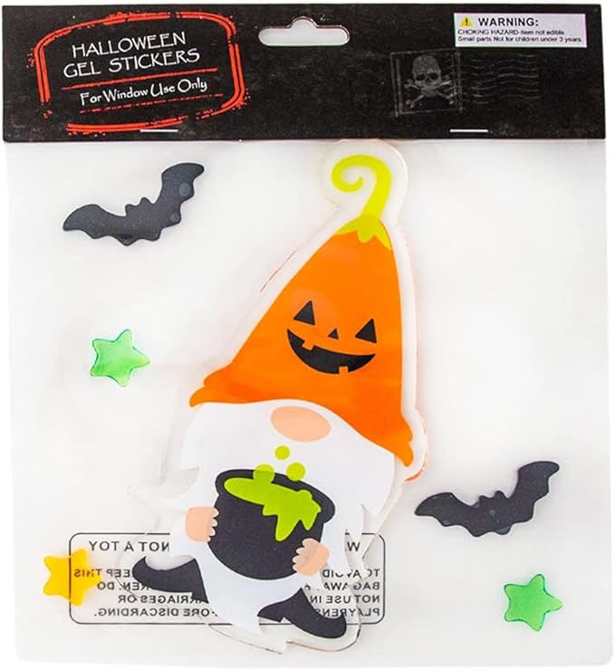 Fall Halloween Gel Sticker Window Clings Decoration Bundle with Ghost Bat Black Cat