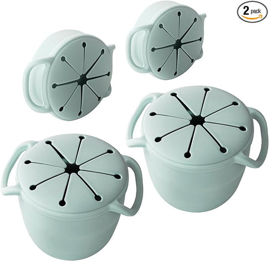 Snack Cups for Toddlers Spill Proof,Baby Snack Containers,Collapsible Food Grade Silicone Snack Cup,Dishwasher Safe and BPA Free,Set Of 2,13 Oz,Blue