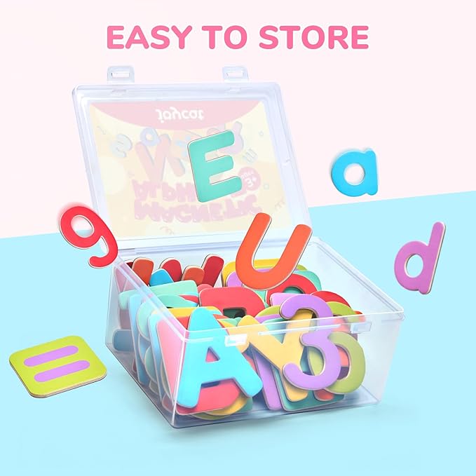 JoyCat Wooden Magnetic Letters and Numbers, Large Size Alphabet ABC 123 Fridge Magnets for Toddlers & Kids, Uppercase Lowercase, Preschool Spelling Learning Refrigerator Gift Toy Set (89 PCS)
