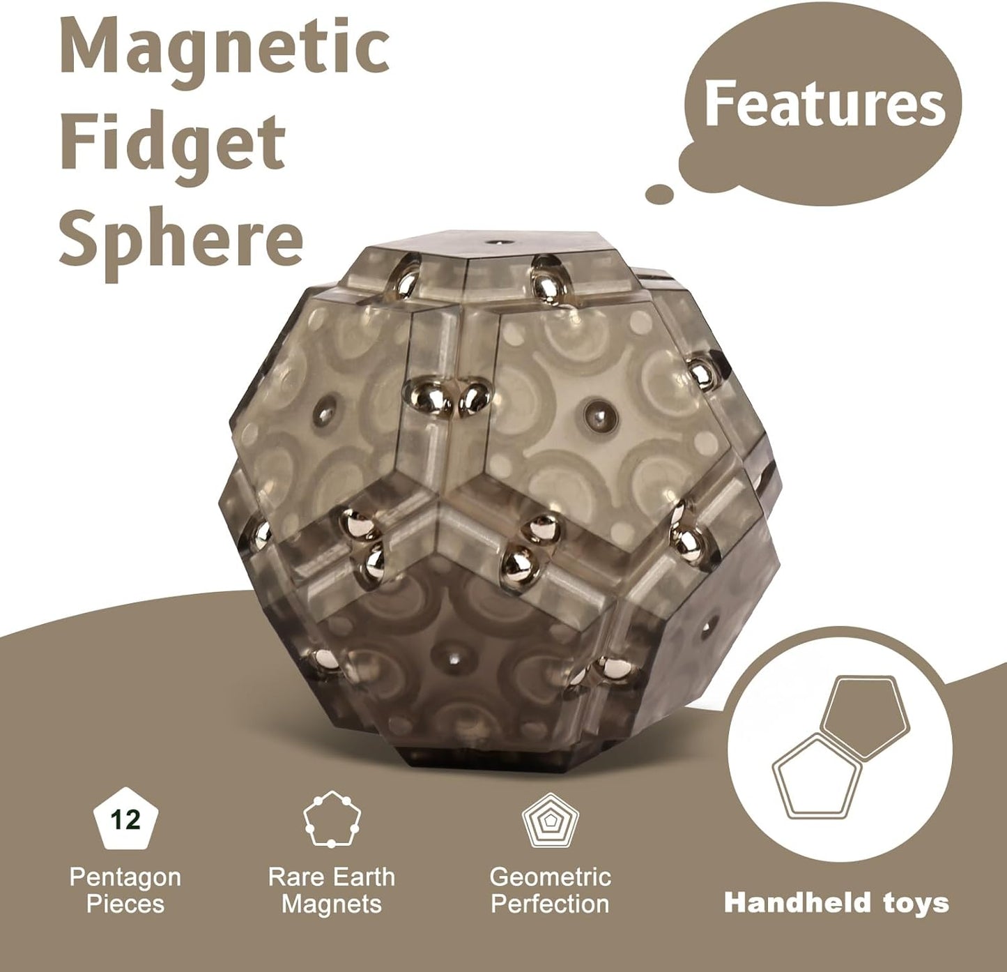 Magnetic ball toys, Fidget toys,stocking stuffers for adults,Gift for Teenage ,Gifts for Men，gifts for dad,Novelty Toy Gift for Friend，12-Piece Set (Black)