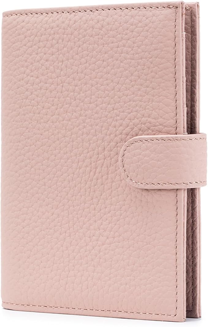 RFID Passport Holder Travel Wallet for Women, Leather Passport Cover Wallet with Card Holders SIM Slots,Zippered Coins Pocket and Cash Slot Slim Compact Travel Wallet (Pink)