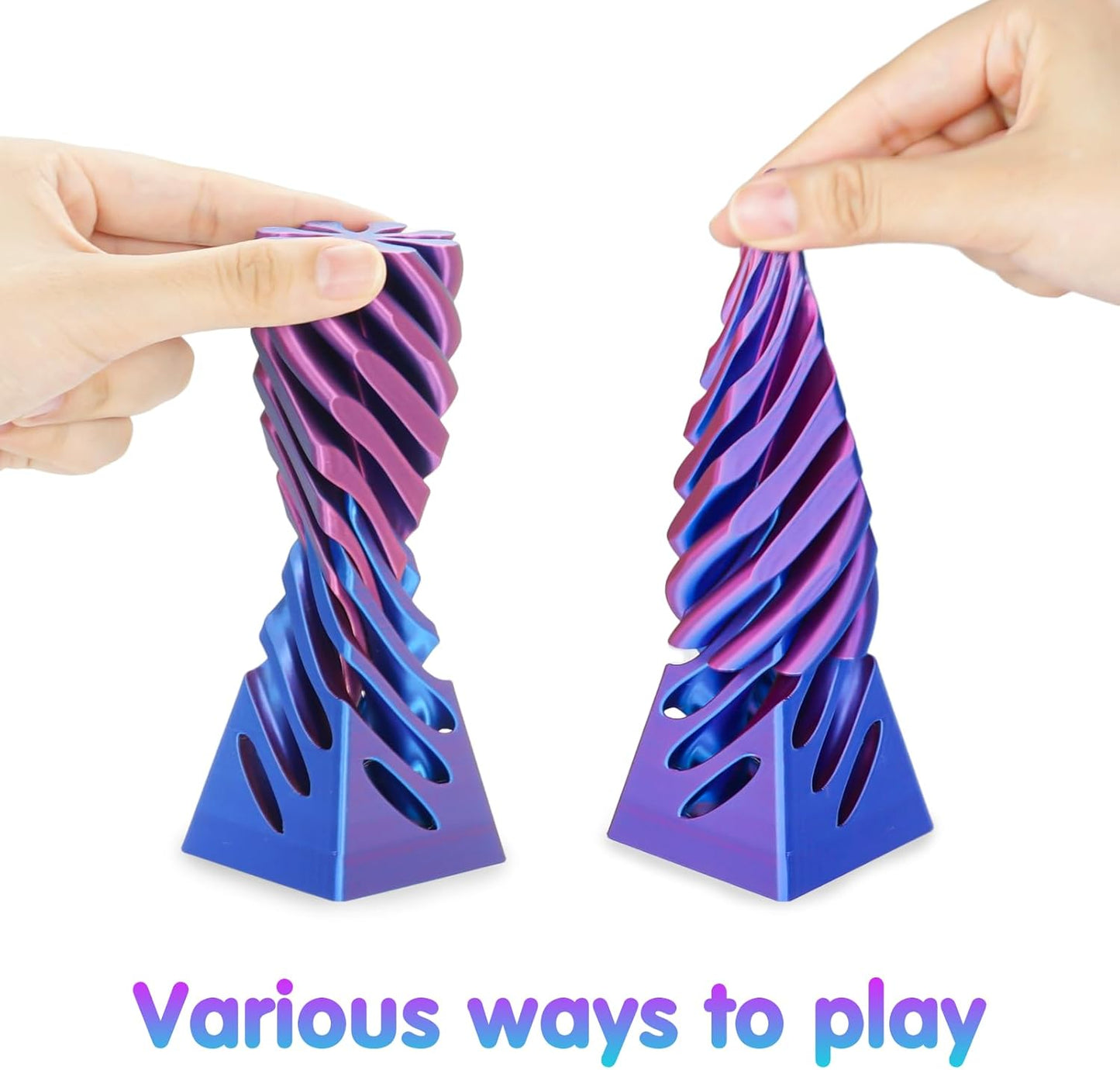 3D Printed Spiral Cone Fidget Toy,Impossible Cone Pyramid Passthrough Sculpture,Stress and Anxiety Relief Fidget Desk Toys (Dark Blue Green)