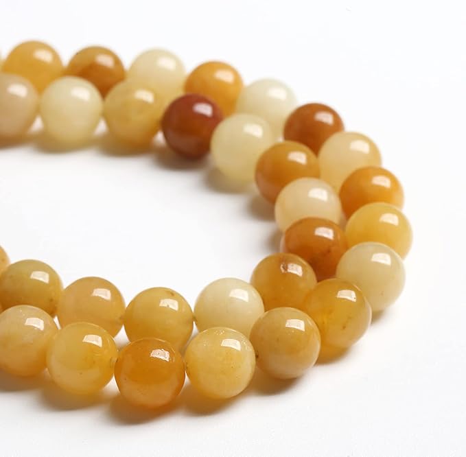 12MM 32PCS Natural Stone Yellow Jade Loose Beads for Jewelry Making DIY Bracelet 1 Strand