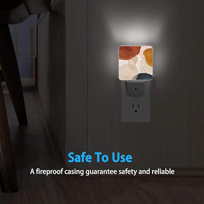 Boho Abstract Night Light,Geometric Modern Art Night Lights Plug into Wall for Boys Girls, Led Lamp for Stairway/Hallway/Bedroom 0.5W Nightlight Sleep Friendly