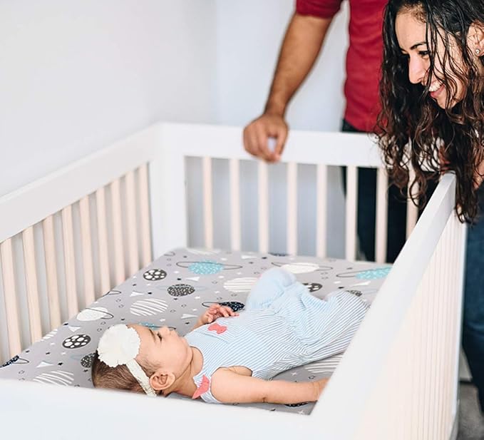 BROLEX Baby Fitted Crib Sheets: Kid Crib Sheets - Set of 2 for Toddler Standard Size Crib Mattress for Boys and Girls - Jersey Knit Crib Bed Sheets Space Planet