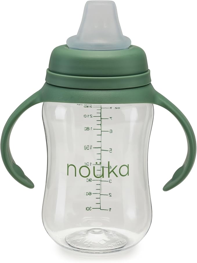 nouka Soft Spout Tritan Sippy Cup | Leak Proof and Easy Grip | Removable Handles | Fern