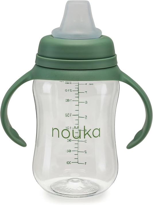 nouka Soft Spout Tritan Sippy Cup | Leak Proof and Easy Grip | Removable Handles | Fern