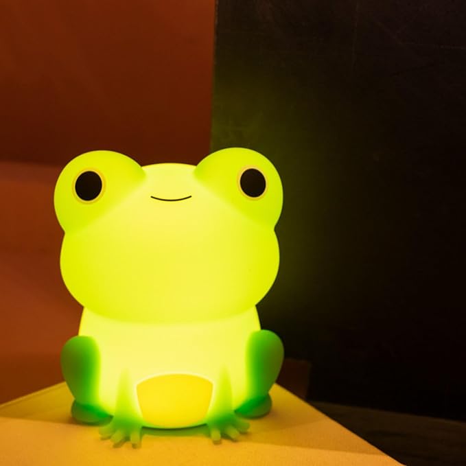 Cute Frog Night Light for Kids, Color Changeable Soft Silicone Sleeping Night Lamp for Nursery, Dimmable Timer Rechargeable Colorful Baby's Light Room Decor Children Gifts
