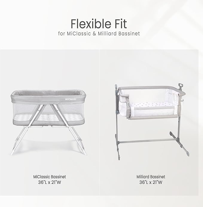 lulumoon Muslin Bassinet Sheets for Baby: Soft & Skin-Friendly Cotton Sheets for Boys and Girls - Fitted for MiClassic & Milliard Bassinet and Large Bedside Sleepers