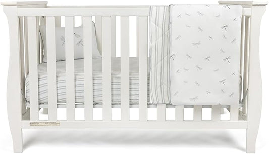Ely's & Co. Crib Bedding Set for Boys, Toddler Bedding Set, 5 Piece Set - 2 Fitted Crib Sheets/Toddler Bed Sheets, Quilted Comforter and Decorative Pillow with Insert, Dragonfly + Stripe Collection