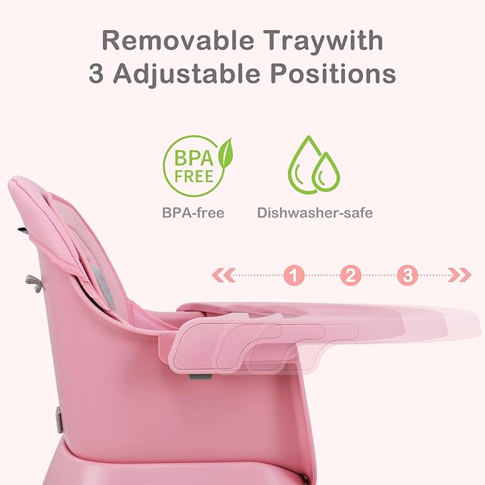 INFANS 9 in 1 High Chair, Convertible Baby Highchair for Babies and Toddlers, Table and Chair Set Building Block Infant Dining Booster Seat, Kids Stool with Activity Children Play Kitchen (Pink)