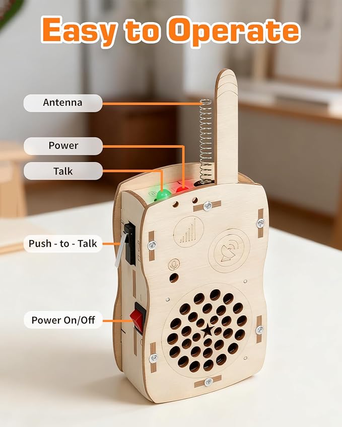 STEM Science Kits Toys DIY Walkie Talkie Kit for Kids Age 8-14, Science Project Electronics Kit Educational Building Toy Gifts for Boys Girls Kids Teen Ages 8-10 10-12