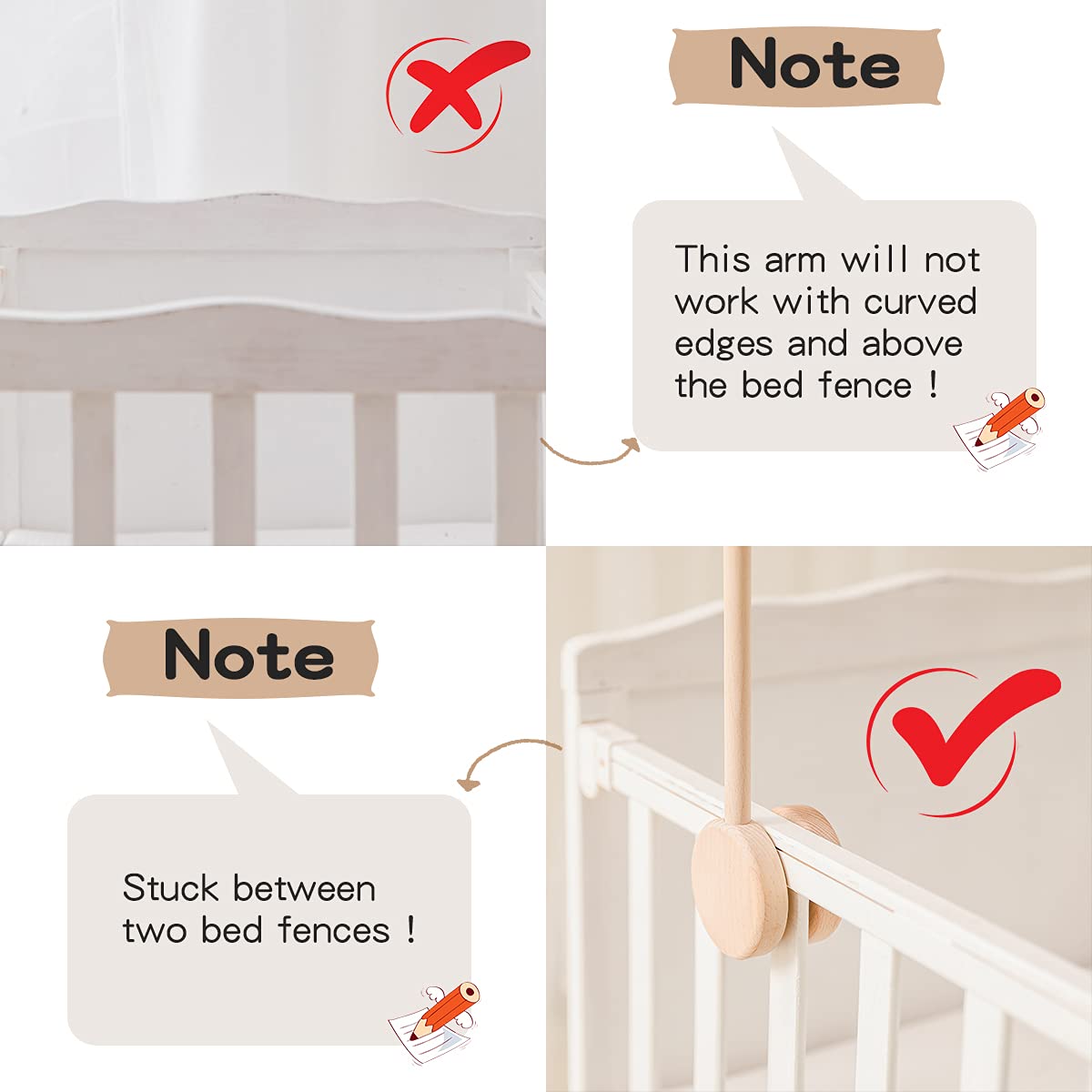 Updated Wooden Mobile Arm for Crib 30 inches- Baby Mobile Hanger for Crib Nursery Mobile Holder 360° Rotatable for Hanging Baby Mobiles Plush Dolls | Gift for Baby Shower & Nursery Decoration