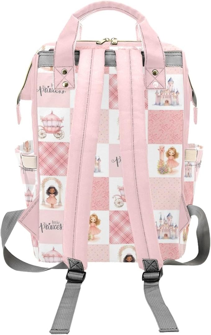 Custom Princess Baby Diaper Bag with Name – Personalized Nursing Travel Tote Backpack for Mom or Dad, Custom Name Baby Daypack Gift