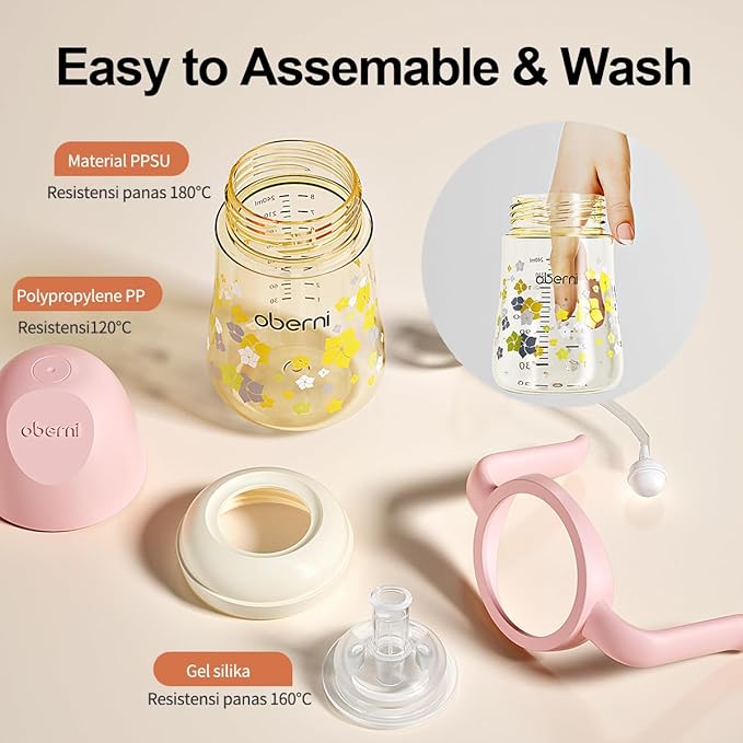 PPSU No Spill Sippy cups,Weighted Straw Toddler Water Bottle with Handle,Spill Proof Toddler Cup with Leakproof Spout for Baby 6-12 Months and Toddlers 1-3 (8 Ounce, Pink, 3 Pack)