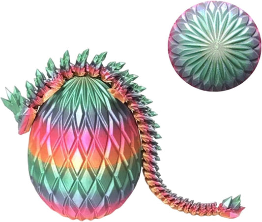 3D Printed Dragon Egg,Dragon Eggs with Dragon Inside,Crystal Dragon Fidget Toys,Full Articulated Dragon Dragon in Egg,Adults Fidget Toys for Autism ADHD (Random Candy Colors)