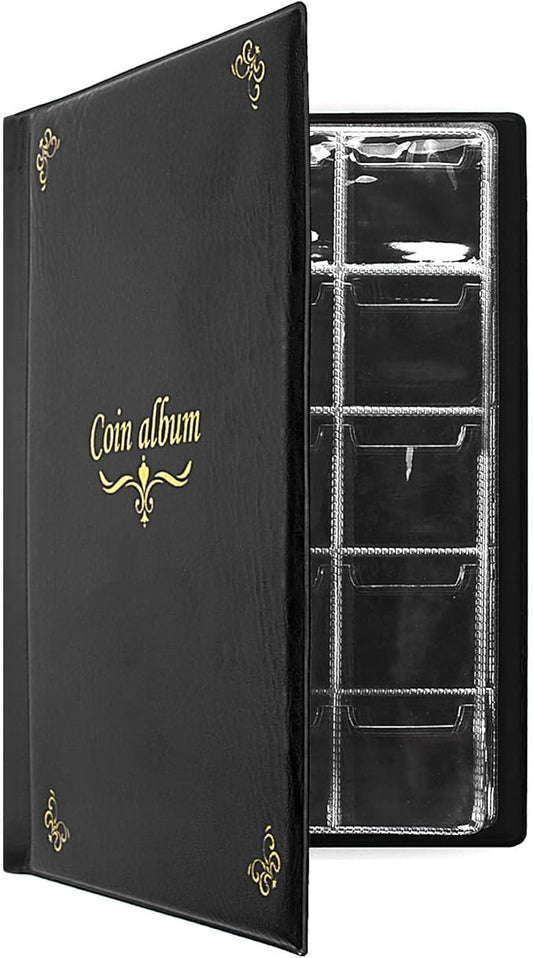 150 Pockets Coin Album, Penny Collecting Book, Souvenir Coins Collection Holder, Ideal for Pressed Pennies Passport, Hobby Coin Collector, Money Specie Display Storage Case (English, Black)