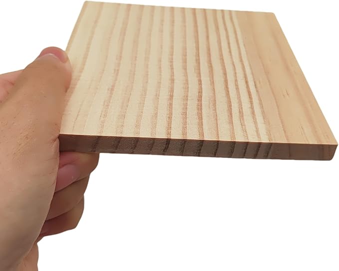12PCS Unfinished Wood Square Blocks for Crafts, 4.7x4.7x0.4in Blank Wooden Squares Pine Wood Boards for Carving,DIY Wood Coasters,Painting & Burning