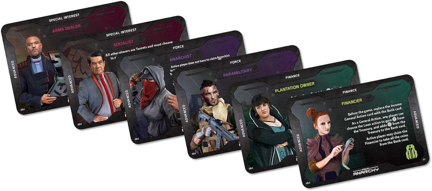 Coup: Rebellion G54 - Anarchy Card Game Expansion – Add New Roles & Actions – 3-6 Players Ages 14+ – Fast-Paced Strategy & Bluffing Game