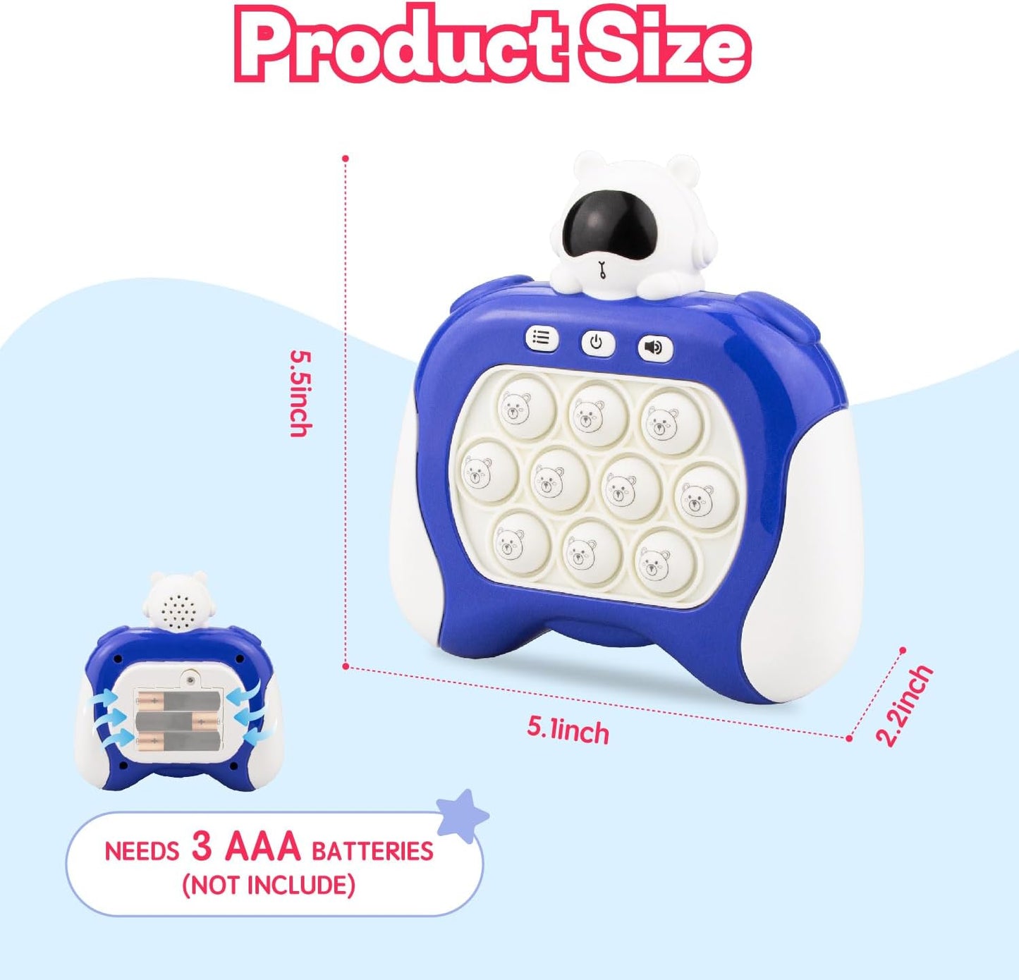 Fast Push Game,Light up pop Game Light up Fidget Toy,Fast Quick Push Bubble Game,pop pro Light up Game,Quick Push pop Game Birthday Xmas Gifts for Boys Girls Adults (Astronaut:Blue)