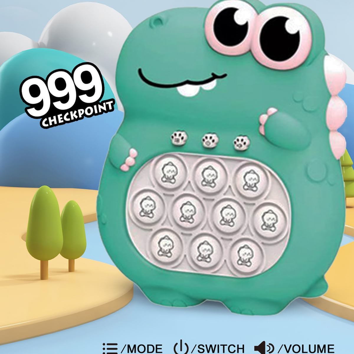 Puzzle Pop Light Up Game Fidget Travel Games / Upgrade Travel Sensory Fidget Toys Popular Handheld Games for Teenagers Anti Anxiety Autism Relief Birthday Party Gift(Green Dinosaur)