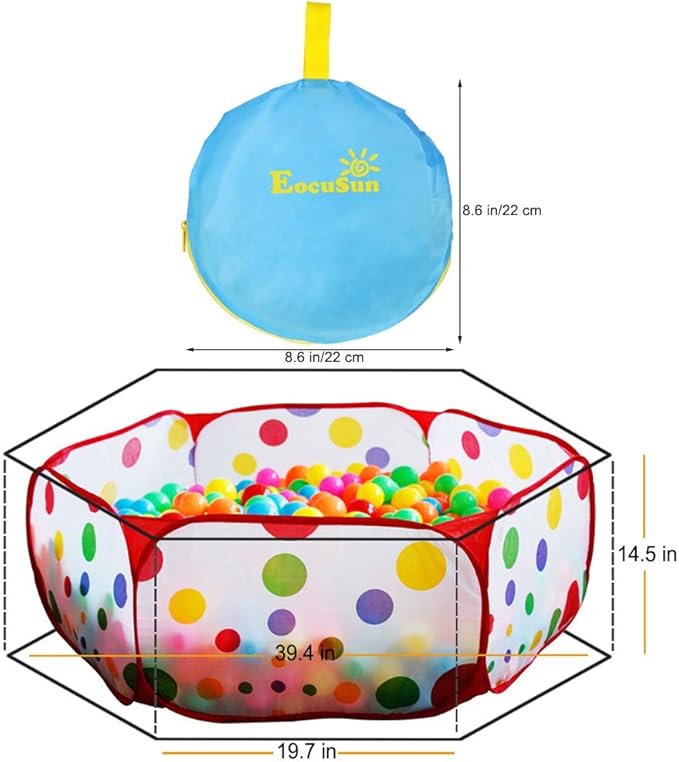 EocuSun Kids Ball Pit Large Pop Up Toddler Ball Pits Tent for Toddlers Girls Boys for Indoor Outdoor Baby Playpen w/Zipper Storage Bag, Balls Not Included (ARed)
