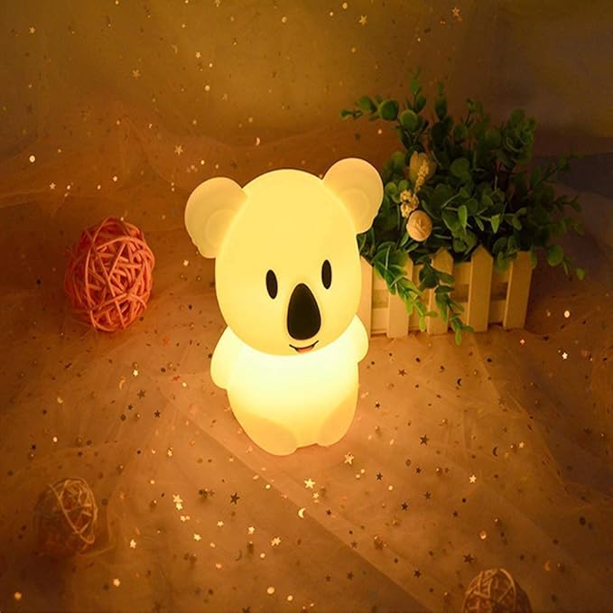 Night Light for Kids, Bedside Lamp for Children, Baby Nursery Lamp for Breastfeeding Safe, Break Resistant, Eye Caring, Adjustable Brightness & Color, Touch Control, Child Gift - Medium Koala