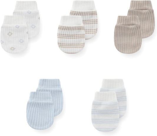5 Pack Unisex New Born Boy Girls No Scratch Mittens Cotton Soft Baby Gloves Accessory 0-3 Months Infant Essentials