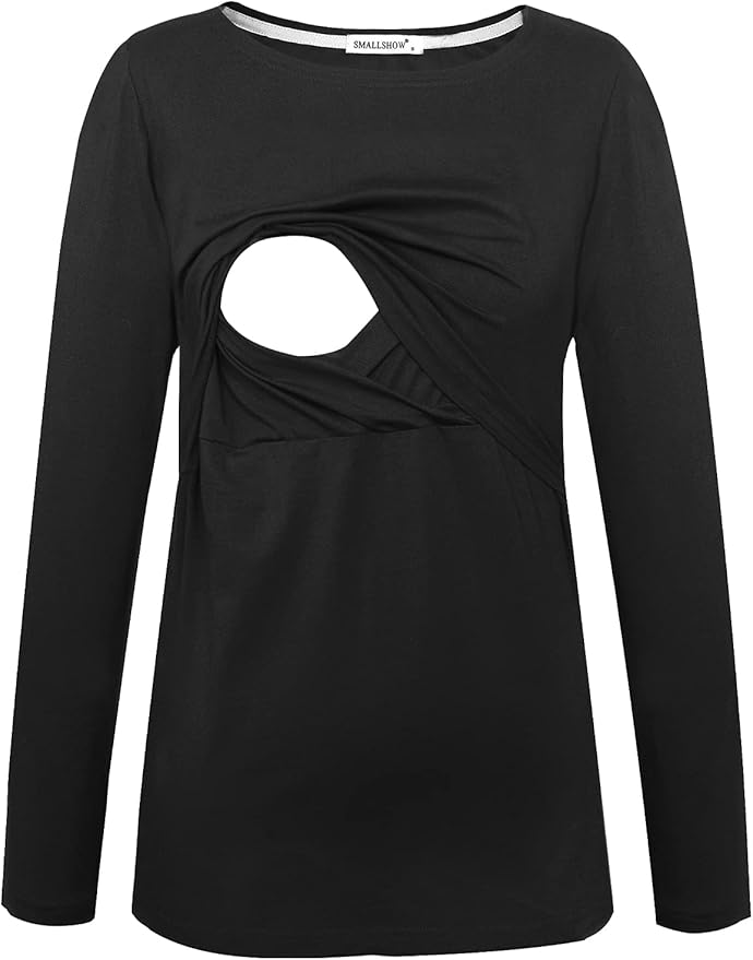 Smallshow Women's Maternity Nursing Tops Comfy Long Sleeve Breastfeeding T-Shirt