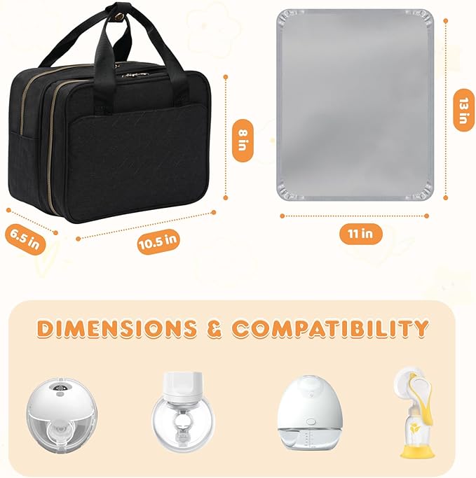Wearable Breast Pump Travel Bag - Breastmilk Cooler Bag, Portable Pumping Carrying Case Compatible with Momcozy, Elvie, Willow, Medela Wearable Pumps - Includes Waterproof Mat