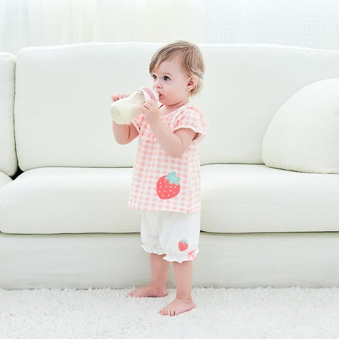 Baby Bottles, Weighted Straw Toddler Milk Bottles with Non-Slip Handle, Size + Variable Fast Flow, 12+ Months, BPA-Free, Blue/1Pack/9oz