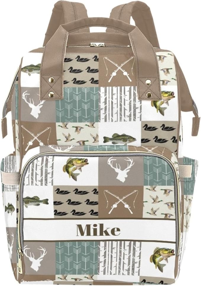 Personalized Hunting Them Diaper Bag with Name – Custom Baby Bag, Nursing Tote Backpack for Mom, Custom Name Mommy Daypack, Shower Gift for Baby