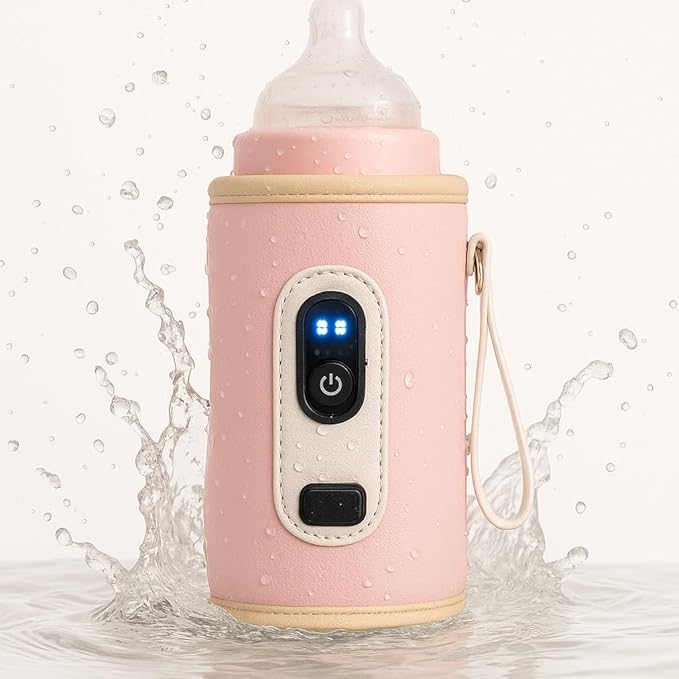 Travel Baby Bottle Warmer with USB for Girls – Digital Display, Adjustable Heating, Insulated Portable Sleeve for Warming Milk, Formula & More – Great for Car Trips, Strollers & On-The-Go Feeding