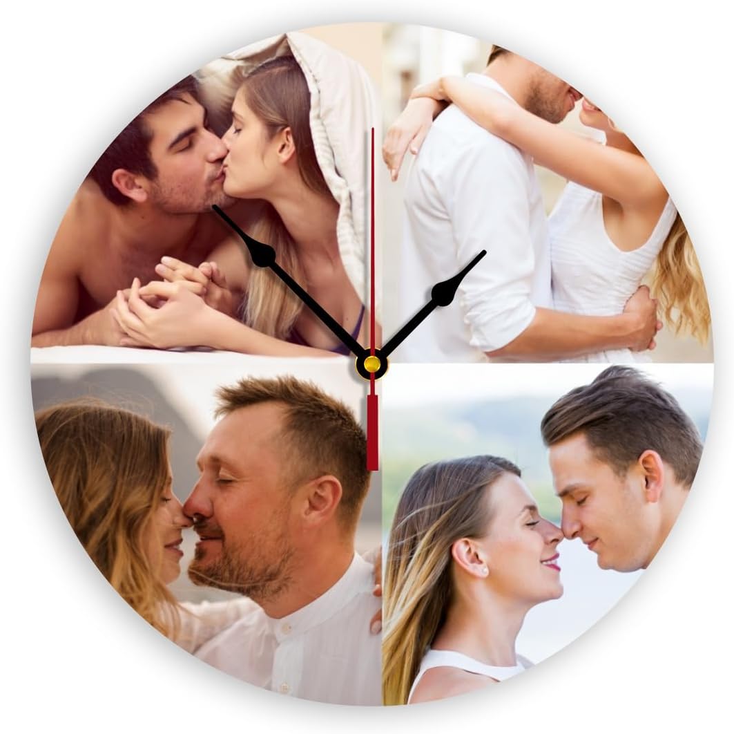 Generic Custom Wall Clock Personalized Clocks with Photo Text Logo Customized Round Clock for Birthday Wedding Present Family Friends Gifts, 10inch-25cm