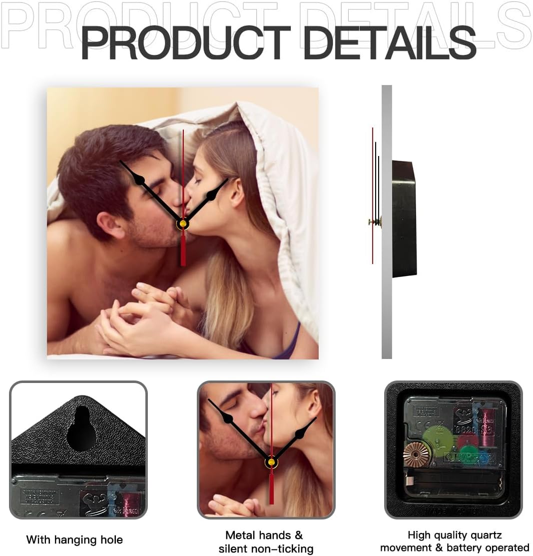 Generic Custom Clocks for Walls Personalized Clocks with Photo Text Logo That PVC Customized Round Silent Clock for Living Room Creative, 12inch-30cm