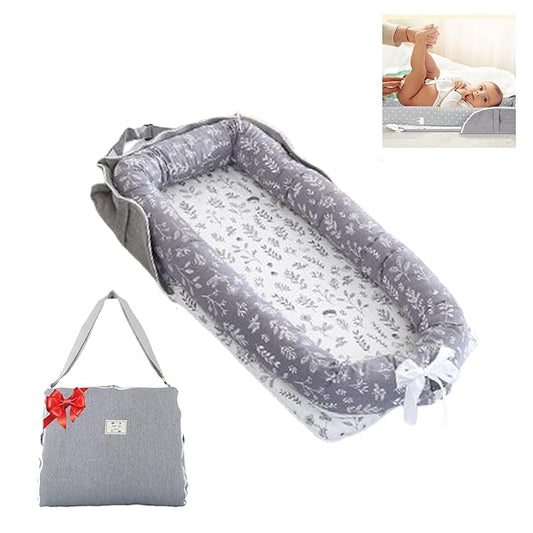 Baby Lounger for Newborn Portable Bag,Baby Play Mat Tummy Time with Strap,Awake-Time Pad Newborn Lounger Adjustable to 0-24 Months Home Travel(Ghostly Grass from Birth)