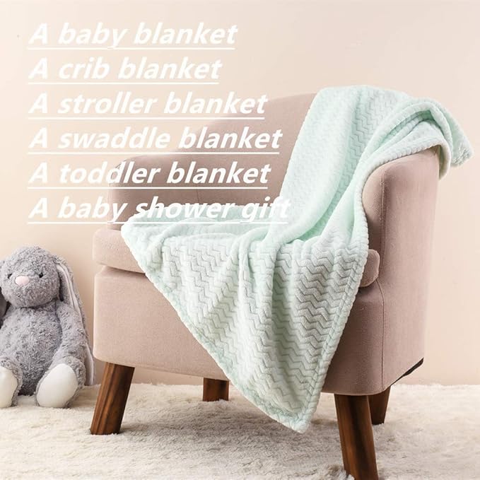 CREVENT 30''X40'' Soft Cozy Warm Baby Blankets for Boys Girls Solid Color - All Season Use - Newborn Essentials (Wave Avocado Green)
