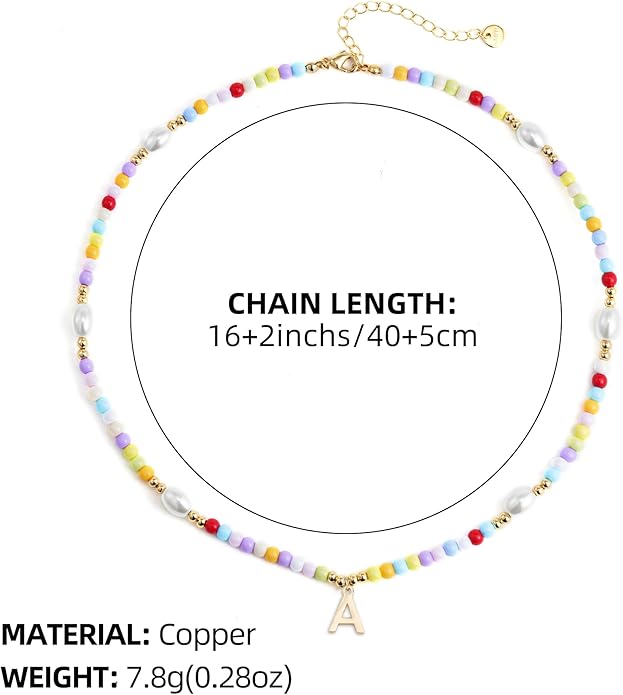 Colorful Initial Necklace for Girls Kids Women, Handmade 14K Gold Plated Colorful Initial A-Z Letter Necklace Teen Girls Gifts Trendy Stuff Birthday Gifts for 5 6 7 8 9 10 11 Year Old Girl Gift