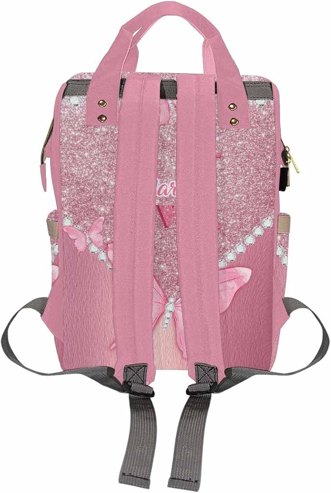 D-Story Customized Diaper Bag Customized Diaper Backpack Nappy Backpack Personalized Diaper Bags Multifunction Shoulders Bag Nursing Bags, Neon Butterfly