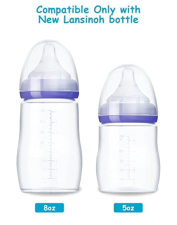 Straw Cup Soft Spout Conversion Kit for Lansinoh Baby Bottle, Toddler Transition Kit with Silicone Straw Top Nipple, Weighted Straw, Bottle Handle, Cleaning Brush, 3 Pack, 8m+