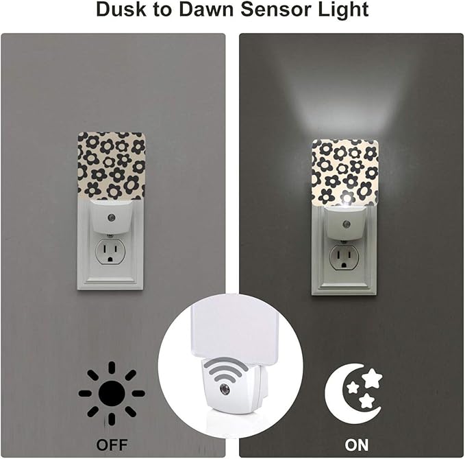 Led Night Light, Groovy Flowers Decorative Plug in Nightlights,with Smart Auto Dusk to Dawn Night Light for Bedroom, Kitchen, Nursery, Bathroom