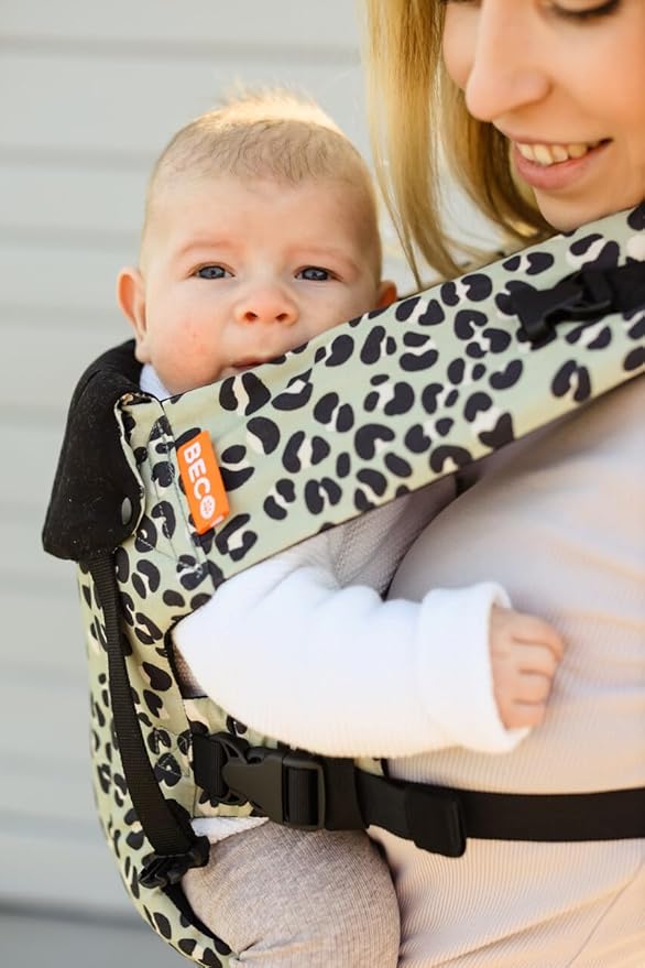 Beco Gemini Baby Carrier Newborn to Toddler - Front, Back and Hip Seat Carrier, Baby Carrier Backpack & Baby Front Carrier with Adjustable Seat, Ergonomic Baby Holder Carrier 7-35lbs (Jade Leopard)