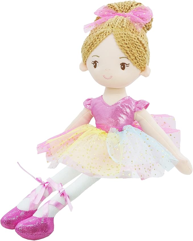 June Garden 16" Ballerina Princess Polina - Stuffed Plush Soft Doll - Pink Outfit - Gift for Toddler Girls