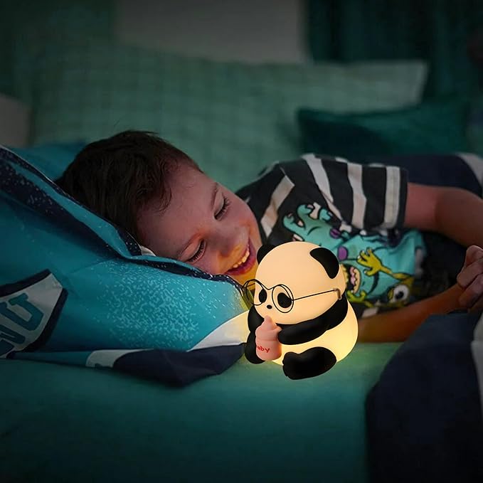 Cute Panda Night Light, LED Novelty Animal Night Lamp, 3 Level Dimmable Nursery Nightlight Gift for Breastfeeding Toddler Baby Kids, Food Grade Silicone Cute Stuff forRoom Decor
