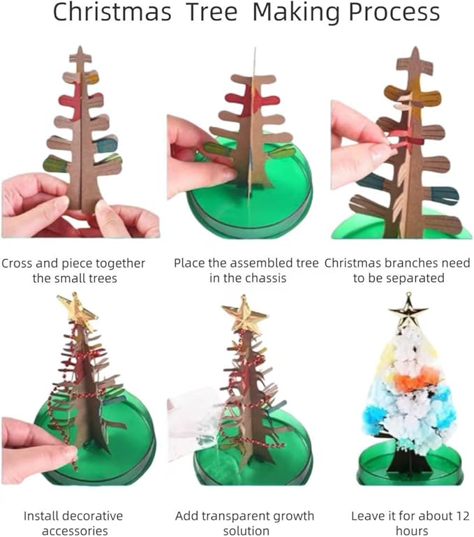 Magic Crystal Christmas Tree Kit, DIY Science Experiment, Educational Party Toy, 2 Pack 4X6.5inches