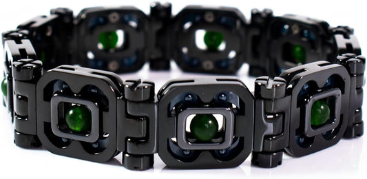 DIY Assembled Link Bracelet with Blue Gemstones - Elegant Statement Jewelry for Adult, Polished Link, Puzzle, Ceramic Style，Perfect for Gifting & Everyday Wear